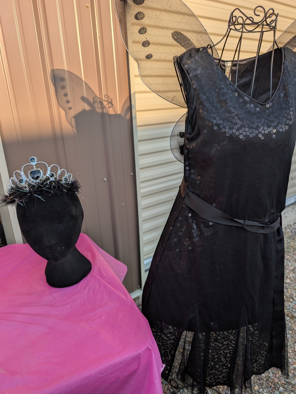 Black Sequin Sleeveless Fit-and-Flare Dress